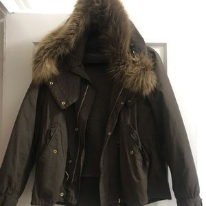 Zara Double Layer Faux Fur ZIP Jacket